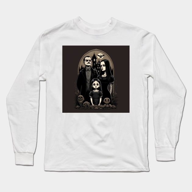 ADDAMS Family, Wednesday-inspired design, Long Sleeve T-Shirt by Buff Geeks Art